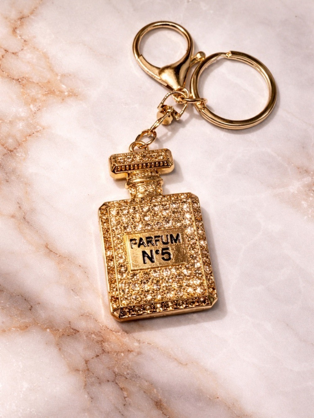 Gold Rhinestone Keychain Bling Bag Charm Cute Purse Accessory Gift Idea